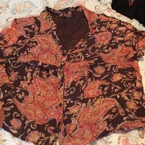 Brown paisley blouse